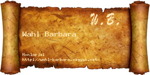 Wahl Barbara névjegykártya